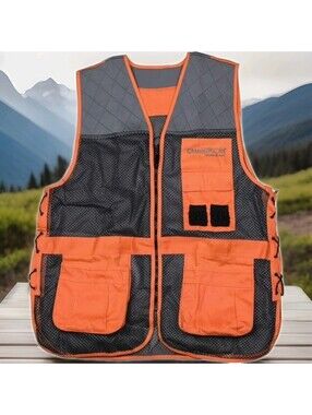 Champion Skeet Trap Shooting Hunting Vest Mens Medium Large Padded Mesh Blaze Or